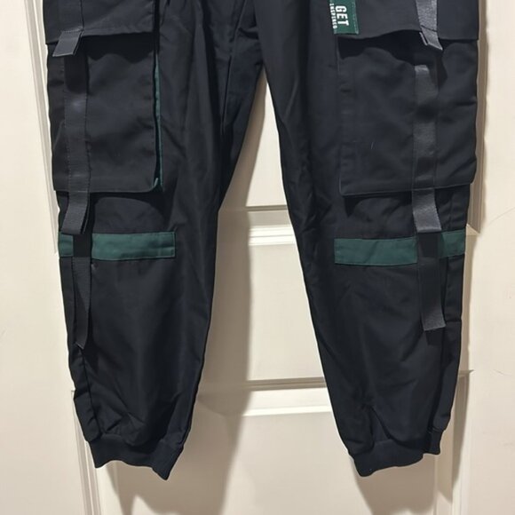 Shein womens pull on parachute Cargo utility Pants elastic pockets galore size S - Picture 2 of 13